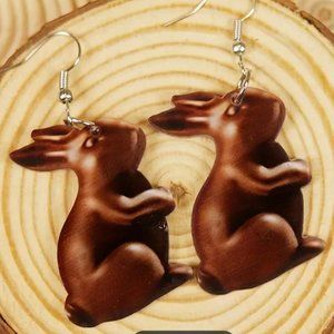 Dangle Earrings Chocolate Bunny For Easter